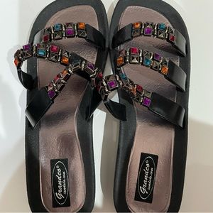Black bejeweled sandals by Grandco size 10 NWOT